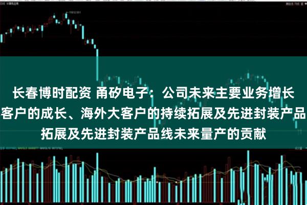 长春博时配资 甬矽电子：公司未来主要业务增长主要来自现有核心客户的成长、海外大客户的持续拓展及先进封装产品线未来量产的贡献